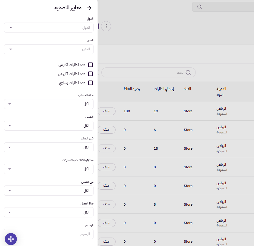 تصفية العملاء (لوحة التحكم الجديدة ) 14 تصفية العملاء (لوحة التحكم الجديدة ) 13