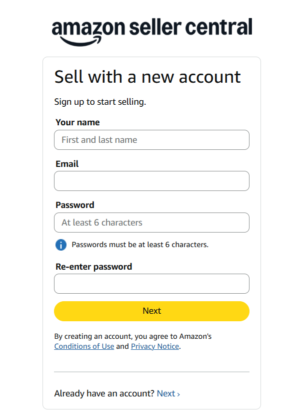 ربط المتجر بمنصات البيع (لوحة التحكم الجديدة ) 16 إنشاء حساب أمازون