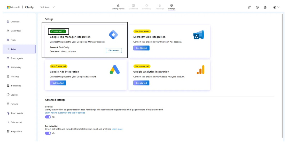 الربط مع Microsoft Clarity من خلال Google Tag Manager (لوحة التحكم الجديدة) 35
